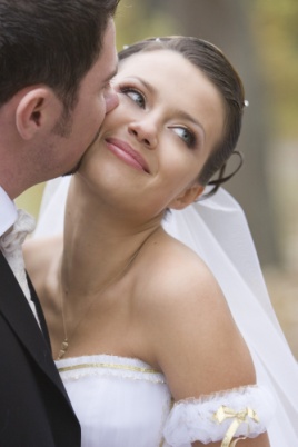 Bride and Groom Kissing